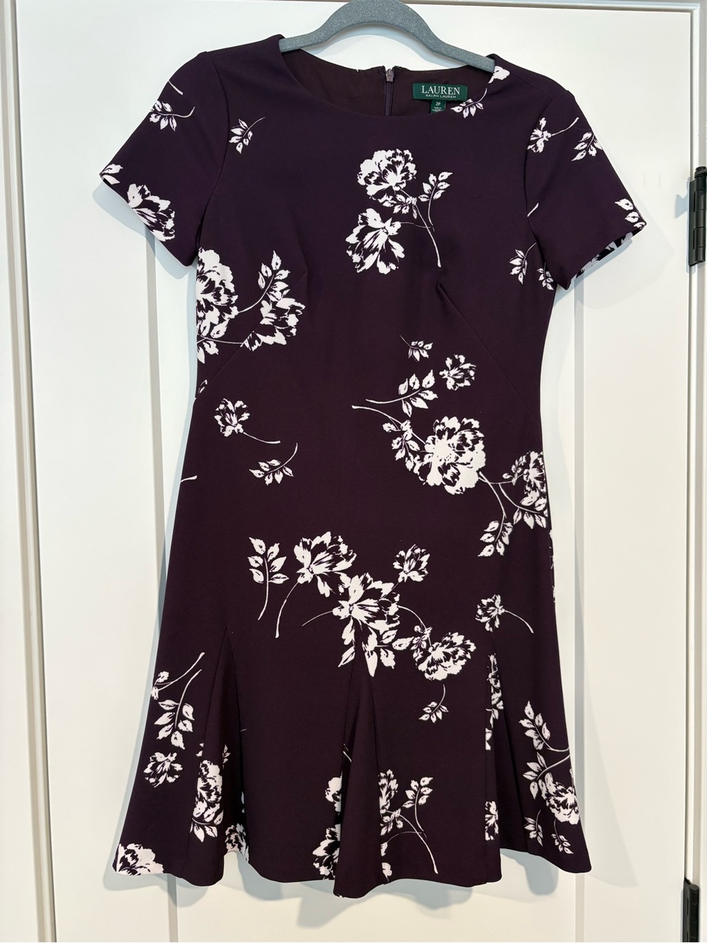 Lauren by Ralph Lauren Purple Floral Fit-and-Flare Midi Dress - Picture 4 of 8